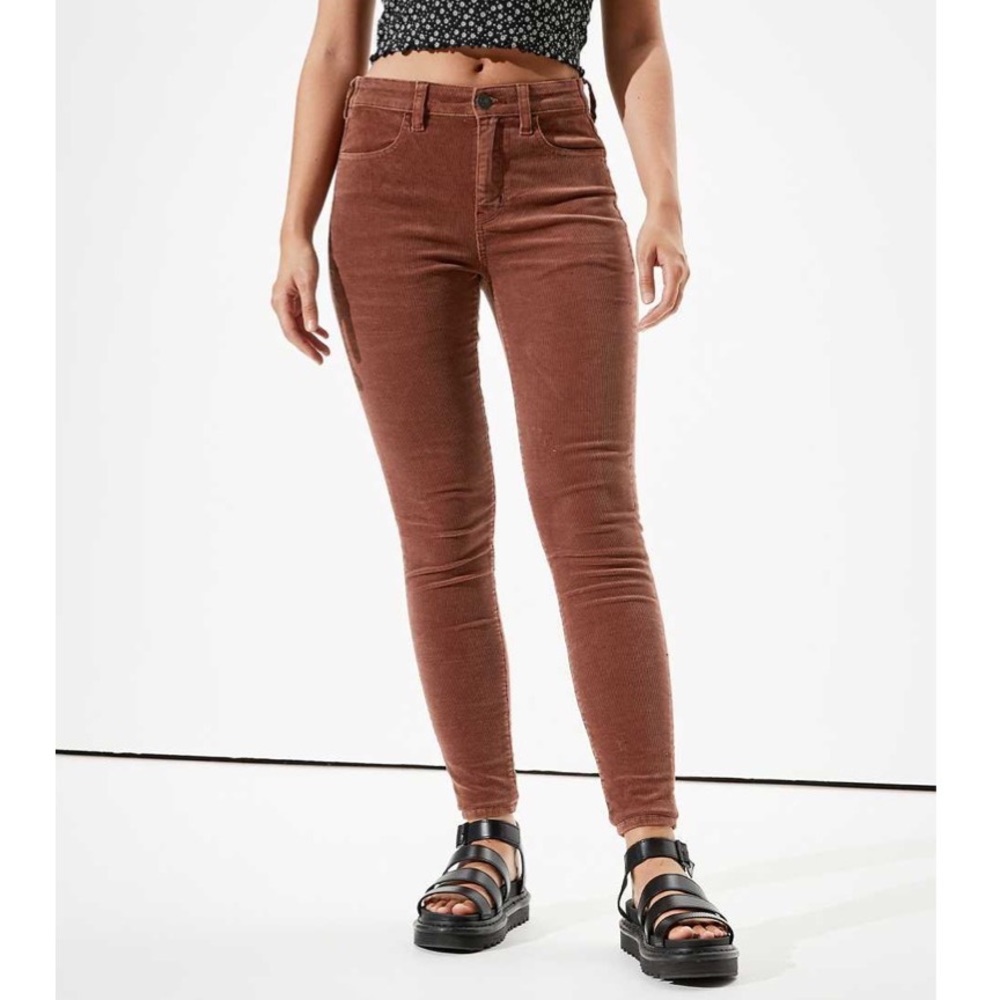 American Eagle burnt orange corduroys AEO hi-rise skinny jegging super stretch